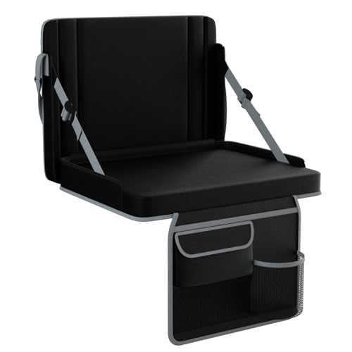 Stadium Seats with Back Support 1PACK Adjustable Bleacher Chairs with Back and Cushion Bleacher Seat with Cup Holder, Carry Handle & Shoulder Strap for Outdoor Sports Events, Picnics - color: Black&grey-1pc-large