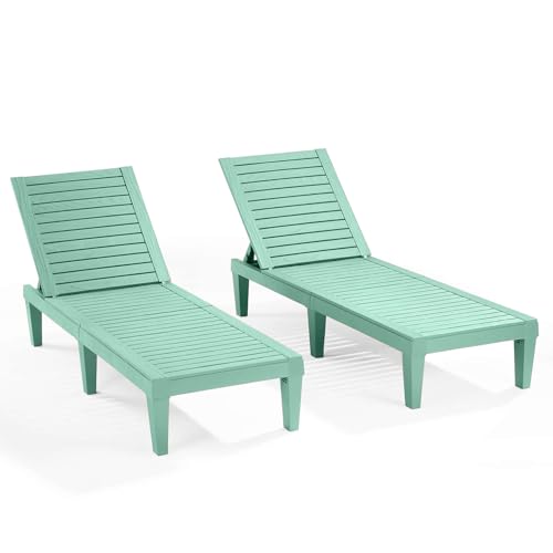 Nestl Sun Tanning Chair - Sage Green Chaise Lounge Chair Outdoor, Lightweight Pool Lounge Chairs Set of 2, Adjustable 5-Position Reclining Lawn Chair, Waterproof Beach Outdoor Lounge Chairs - color: 5 - Sage Green, size: Set of 2