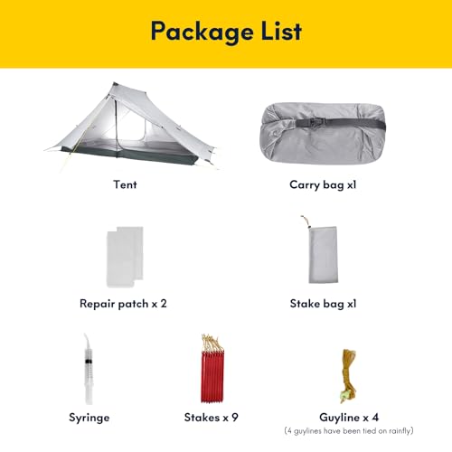 LANSHAN Ultralight Tent 3-Season Backpacking Tent for 1-Person or 2-Person Camping, Trekking, Kayaking, Climbing, Hiking - color: Pro 2-person, grey