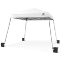 Fencer Wire 8x8ft Top Slant-Leg Pop Up Canopy Tent, Heavy-Duty Commercial Grade with 10x10 Base, Patented One-Push Central Locking, Portable & Instant Folding Shelter with Carry Bag, White - color: White, style: 8x8