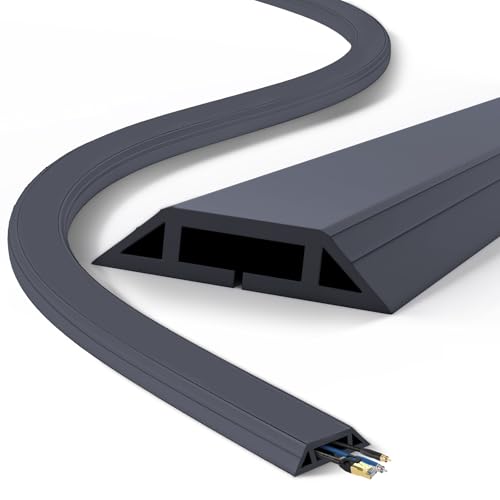 Eapele Floor Cord Cover 10ft Cord Covers for Wires on Floor, Heavy Duty Extension Cord Cover, Rubber Floor Cable Cover, Prevent Trip Hazard for Sidewalk Home Office Outdoor or Indoor Settings - color: Dark Grey, size: 10 feet-1pc