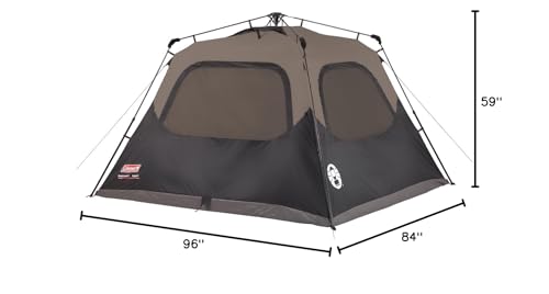 Coleman 4/6/8/10 Person Instant Camping Tent with 1-Minute Setup, Large Family Tent with Pre-Attached Poles, Air Vent, & Carry Bag, Sets Up in About 60 Seconds - size: Contains PFAS, style: 4-person