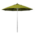 California Umbrella 9' Round Aluminum/Fiberglass Umbrella, Push Open, Silver Pole, Olefin Kiwi Fabric - color: Kiwi