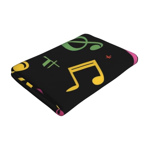 Music Notes Beach Towel 55x28 Inches Oversized Quick Dry Absorbent for Pool Yoga, Colorful Art Sand Towel Summer Vacation Gifts for Adults - color: Black