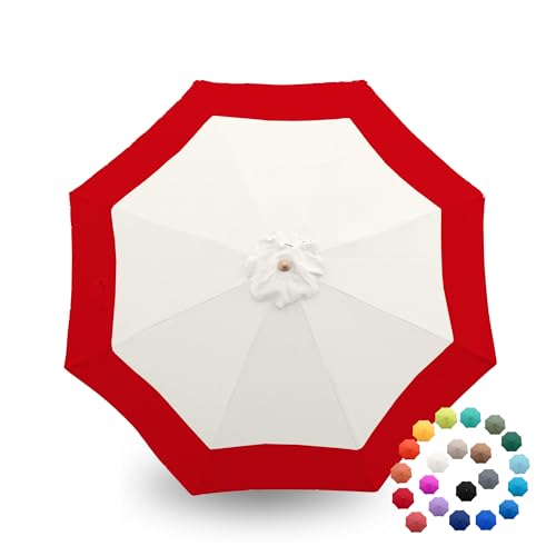 Formosa Covers - 9ft Market Patio Umbrella Replacement Canopy - 8 Ribs Top Canvas - 300D UV Protective and Water Resistant Umbrella Fabric - Premium Quality Replacement Canopy Cover ONLY (Duet Red) - color: Duet Red
