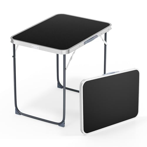 VINGLI 2.3FT Small Camping Table，Portable Camping Table with Carrying Handle, Picnic Table Foldable Table Essentials for Indoor Outdoor - color: Black, size: 2.3ft
