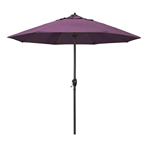 California Umbrella 9' Rd Sunbrella Aluminum Patio Umbrella, Crank Lift, Auto Tilt, Bronze Pole, Iris Fabric - color: Iris