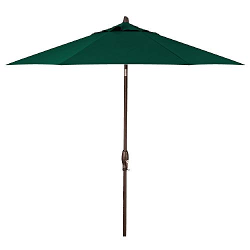 Treasure Garden Octagonal 9 ft Patio Umbrella - Outdoor Furniture Table Umbrella – Push-Button Tilt – Bronze Aluminum Frame (Obravia, Forest Green) - color: O'bravia Forest Green w/Bronze Frame, size: 9 FT Push Button Tilt