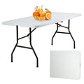 PayLessHere Folding Table Plastic Picnic Table for Parties Wedding Camping Office with Carrying Handle (White, 6 FT) - color: White, size: 6 FT
