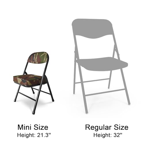 Mini Padded Folding Chairs, Garage Stool, Portable Camping Chair with Cushion, Lightweight Lawn Chair, for Outdoor Sports Events, Patio, Fishing, Hiking, Hunting, Picnic, Beach (Camo Green) - color: Camo Green