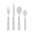 French Home Bistro 16-Piece Stainless Steel Flatware Set — Dinner Cutlery Set — Silverware Set Dishwasher Safe — Spoon & Fork And Knife Set — Modern Silverware Set For 4 (Light Gray & White) - color: Light Gray and white