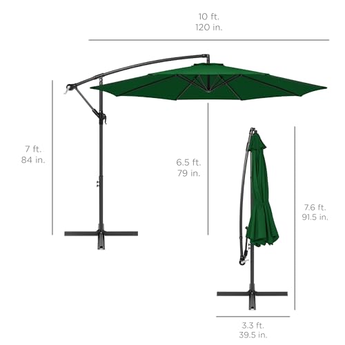 Best Choice Products 10ft Offset Cantilever Hanging Market Patio Umbrella, 8 Sturdy Ribs, Easy Adjustment - Green - color: Green, size: Offset