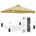 EAGLE PEAK Pop Up Canopy Tent with Wheeled Carry Bag, 8 Stakes, 4 Ropes, 4 Weight Bags, Easy Set Up Tent Canopy, 10x10 ft, 100sqft of Shade, Beige - color: Beige, size: 10x10
