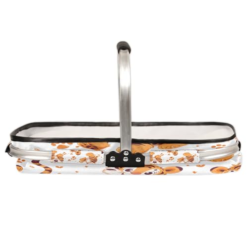 Large Picnic Basket 40L Shopping Basket Grocery Bags Folding Strong Aluminum Frame Market Basket - color: Tiger(style 2)