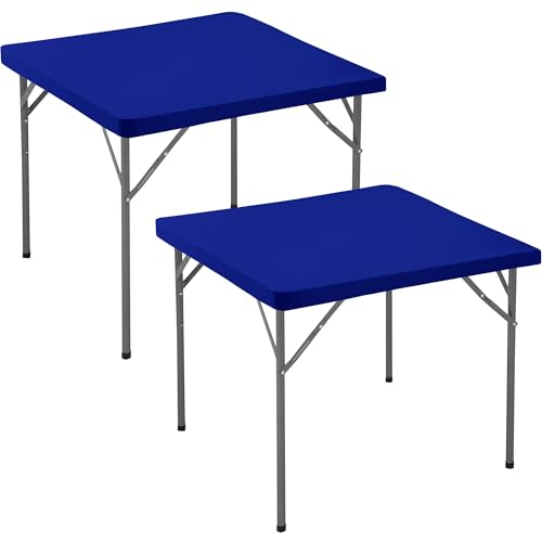 Fitted Square Tablecloth 42x42 Inch-2 Pack Royal Blue Card Elastic Spandex Table Covering-Small Stretch Folding Table Cloths Topper Cap for Kitchen Dining Picnic Patio Outdoor Party Tables - color: Royal Blue, size: 42'' x 42'' | 2 Pack