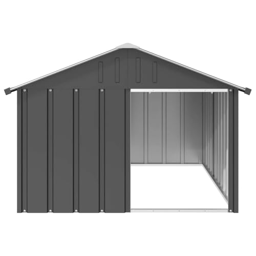 Outdoor Dog Kennel with Steel Roof and Walls, Waterproof Dog Playpen with Open Entrance, Animal Hutch Shelter from Rain and Wind, Anthracite 45.9"x60.2"x32.1" Galvanized Steel,-653 - color: Anthracite, size: 45.9"x60.2"x32.1"