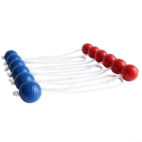 Ladder Ball Toss Game, Golfs Ball Bolas Set, PE Material, 42mm Diameter, 50cm Cord, 6 Pieces, Black White Red Blue, for Yard Lawn Outdoor Indoor Activities - color: black+white