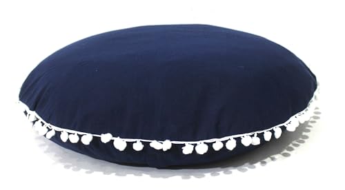 CRAFT KALA Meditation Floor Pillow Cover, Round Large Pillows Cover Seating for Adults, Bohemian Mandala Circle Cushions Cover for Outdoor Fireplace Yoga Living Room (Blue, 32" Round)