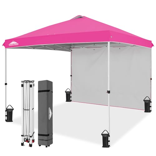 EAGLE PEAK Commercial Canopy 10x10 Pop Up Canopy Tent with 1 Sidewall, Easy Setup Heavy Duty Instant Event Shelter for Vendors & Markets, Outdoor Sun Shade, Pink - color: Pink, size: 10x10