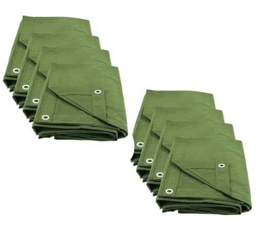 Mytee Products (8 Pack) 6' x 8' Green Canvas Tarp 12oz Heavy Duty Water Resistant - color: Green (8 Pcs), size: 6' x 8'