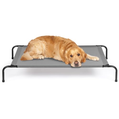 Outvita 50 Inch Elevated Dog Bed, Outdoor Cooling Raised Pet Cot, with Waterproof Textilene Mesh, Washable, Breathable, Alloy Steel Frame, Portable, Chew Proof, Indoor & Outdoor (Gray) - color: Gray, size: Large