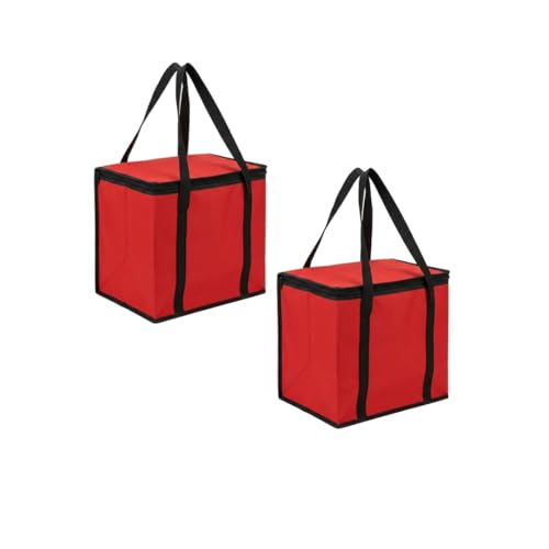 JoEzzy Insulated Bags – Large Thermal Food Delivery Bag & Reusable Shopping Tote – Heavy Duty Cooler Bag for Catering, Picnics, Beach, & Office Lunch – Collapsible, Stands Upright, Red - color: 2-Pack (Bag)