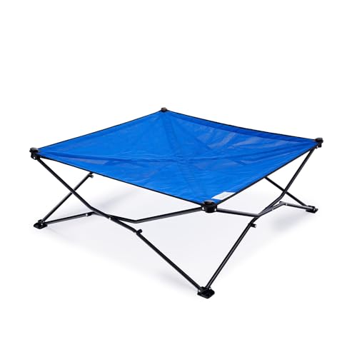 Coolaroo On-The-Go Elevated Dog Bed - Foldable Pop-Up Travel Dog Bed with Breathable, Moisture-Resistant Fabric, Carry Bag Included, Lightweight & Portable, Aquatic Blue, Extra Large - color: Aquatic Blue, style: King