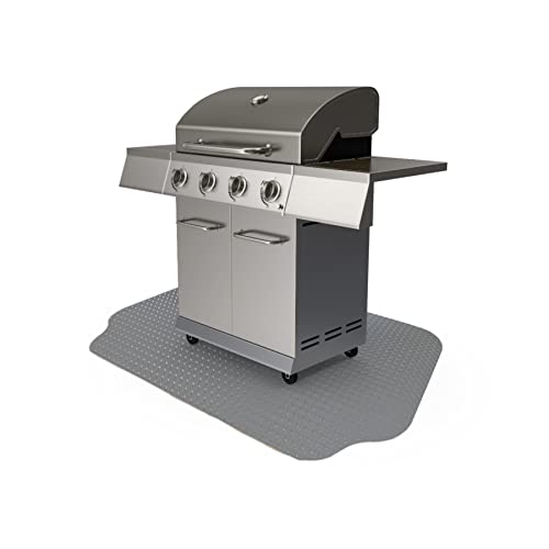 GrillTex Under the Grill Protective Deck and Patio Mat for BBQ Grills, Gas Grills, Charcoal Grills, Turkey Fryers and Pellet Smokers, 36" x 63", Black Diamond Plate, 8D-075-36C-5.3 - color: Grey, size: 36" x 63"