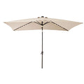 C-Hopetree Rectangular Outdoor Patio Market Umbrella with Solar LED Lights 6.5 x 10 ft - color: Beige
