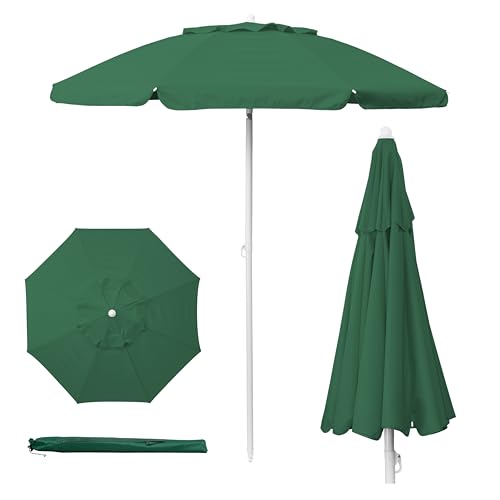 PICNIC TIME 5.5 Ft Portable Beach Umbrella, Lightweight UV Protection Sunshade with Tilt Pole & Carry Bag, Outdoor Canopy Umbrella for Beach, Sand, Pool, Patio, Camping, Travel, or Backyard Shade, (Hunter Green) - color: Hunter Green