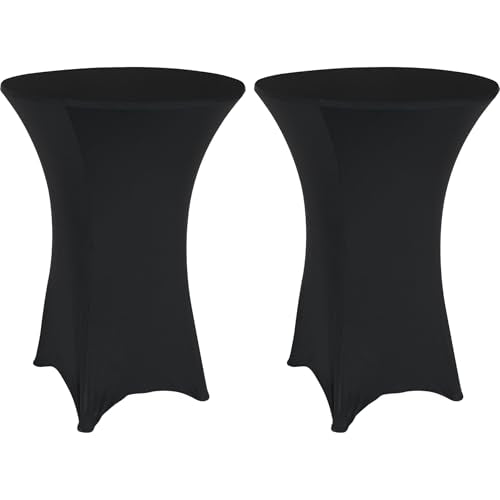 REDCAMP 32" Cocktail Table with Black Cover, 2 Pack Round Bar Table Pub Table for Parties Restaurant, 30" /43" Two Heights Adjustable - color: Black Cover Set, 2, size: 32" Round Table