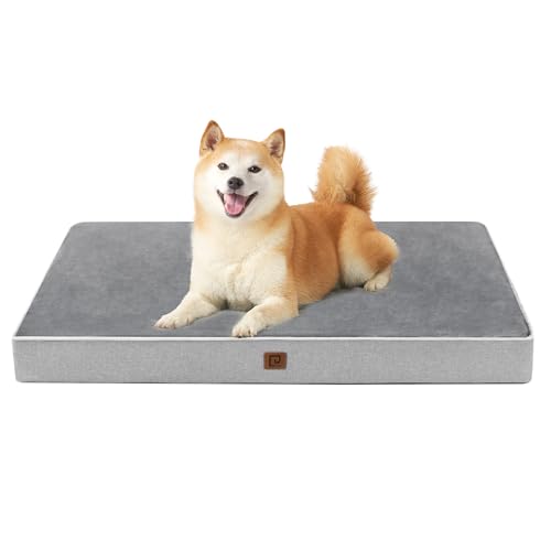 EHEYCIGA Waterproof Dog Bed Memory Foam 36x27, Orthopedic Dog Beds Mat for Large Dogs with Removable Cover, Grey - color: Grey, size: 36.0"L x 27.0"W x 3.0"Th