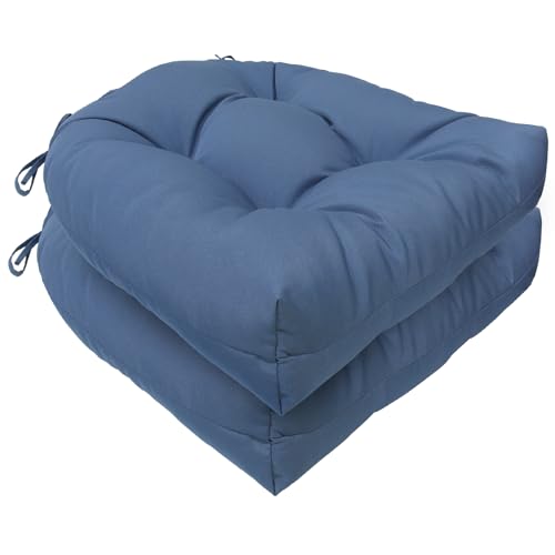 Outdoor Chair Cushions Set of 2 Waterproof Patio Furniture Cushions with Ties 19x19+5” Thicken Outdoor Seat Cushions Indoor/Outdoor Dining Chairs Pads FadeShield Rocking Chair Cushion, Light Bule - color: Light Bule