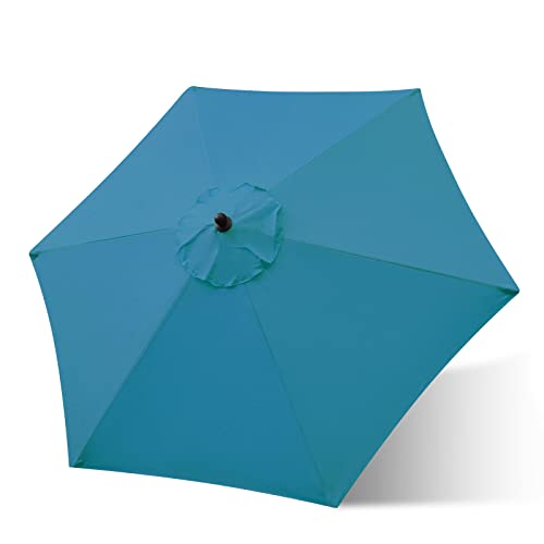 Sunnyglade 7.5ft Patio Umbrella Replacement Canopy Market Umbrella Top Outdoor Umbrella Canopy with 6 Ribs - color: Teal Blue