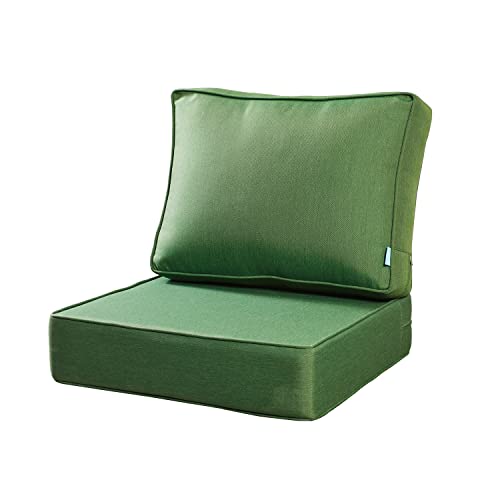 ARTPLAN Deep Seat Outdoor Patio Chair Cushions,2-Piece Seat and Back Cushion Set 24x24x6 and 18x24 Inches,Square,Invisible Green - color: Invisible Green