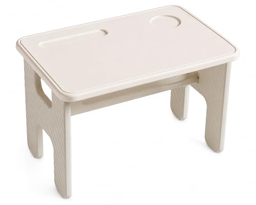 UNICOO Kids Folding Table, Toddler Activity Table for Study, Snack, Art Craft and Play, Portable Plastic Children's Table for Small Spaces, Home and Playroom - color: White & Gray