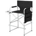 Tall Directors Chair, Portable Makeup Artist Chair with Side Table, Cup Holder, Storage Bag and Footrest, 41'' Seat Height Folding Camping Chairs for Tailgating Camp Lawn Picnic Fishing Beach