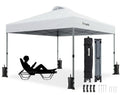 Amada 10x10 Pop Up Canopy Tent, 1-Button Push Easy-up Outdoor Canopy Beach Tent with 3-Height Adjustable Waterproof Shade Shelter, Wheeled STO-N-Go Bag 8 Stakes, 4 SandBags (10x10ft, White) - color: White, size: 10x10ft