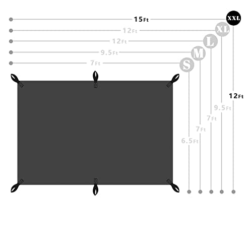 20 Mil Black Waterproof Tarp 12×15ft Heavy Duty Canvas Cover for Outdoor All Weather Oxford Tarpaulin for Truk Bed Roof, Boats, Pool, Woodpile, Robust, Rip & Tear Proof - size: 12x15ft