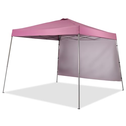 GDY 10x10 FT Pop Up Canopy Outdoor Instant Tent Slant Legs with a Sidewall,Equipment Vents, Portable Gazebo Shelter for Patio, Deck, Beach and Garden,Pink. - color: Pink