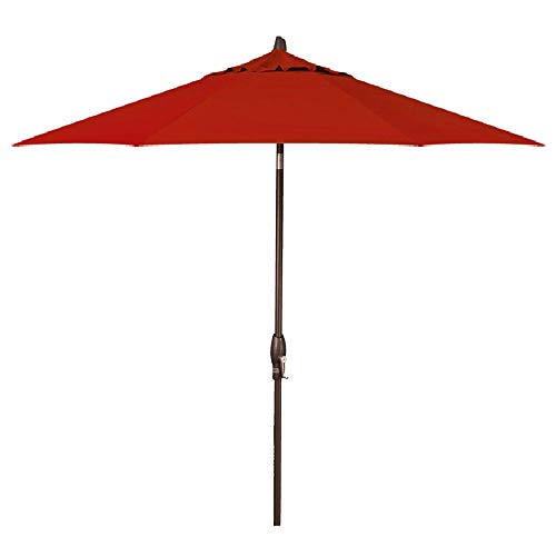 Treasure Garden Octagonal 9 ft Patio Umbrella - Outdoor Furniture Table Umbrella – Push-Button Tilt – Bronze Aluminum Frame (Obravia, Red) - color: O'bravia Red w/Bronze Frame, size: 9 FT Push Button Tilt