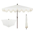 JONATHAN Y Half Umbrella UMB1201D Beverly 9 ft. Designer Classic Scalloped Fringe Market Patio with Crank, Push Button Tilt and UV Protection in Cream/White - color: Cream/White
