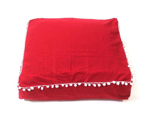 CRAFT KALA Meditation Floor Pillow Cover, Round Large Pillows Cover Seating for Adults, Bohemian Mandala Circle Cushions Cover for Outdoor Fireplace Yoga Living Room (Red, 24" Square) - color: Red, size: 24" x 24" (Pack of 1)