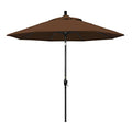 California Umbrella 9' Round Aluminum Market Umbrella, Crank Lift, Push Button Tilt, Black Pole, Teak Olefin - color: Teak