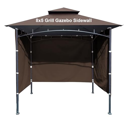 3PCS Grill Gazebo Replacement Canopy Sidewall, 5' x 8' Outdoor BBQ Gazebo Canopy Sunwall,(Brown) - color: Brown