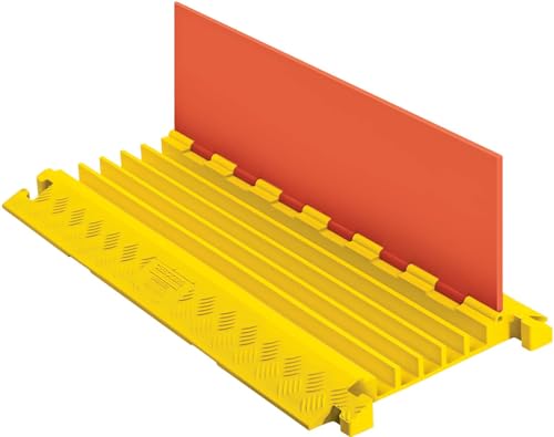 Checkers 5 Channel Industrial Drive Over Cable Protector for 1.25" Lines, 21k/Axle Load Capacity Hose and Cable Ramp for Heavy Duty Equipment, Made in The USA, Orange/Yellow, CP5X125-GP-O/Y - size: 21k/Axle Load Capacity, style: Straight