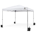 Fencer Wire 12ft x 12ft Pop Up Canopy Tent, Heavy-Duty Commercial Grade with Patented One-Push Central Locking, Portable and Instant Folding Shelter with Wheeled Carry Bag and Weight Bags, White - color: White, style: 12x12
