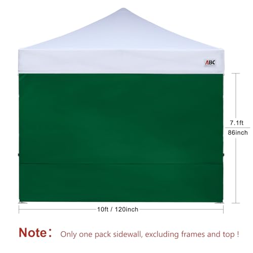 ABCCANOPY Instant Canopy SunWall 10x10 FT, 1 Pack Sidewall Only, No Frame or Top, Forest Green - color: Forest Green, size: 10x10