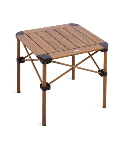iClimb Lightweight Stable Alu. Folding Square Table Roll Up Top with Carry Bag for Camping Picnic Backyards BBQ Camp Kitchen (Nature, S) - color: Nature, size: Small