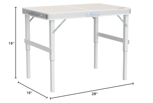 VINGLI 3FT Small Camping Folding Table Adjustable Height Aluminum Folding Table for Picnic Party BBQ, Plastic RV Suitcase Table Portable Lightweight Fold Up Utility Outdoor Tables - color: White, size: 3ft